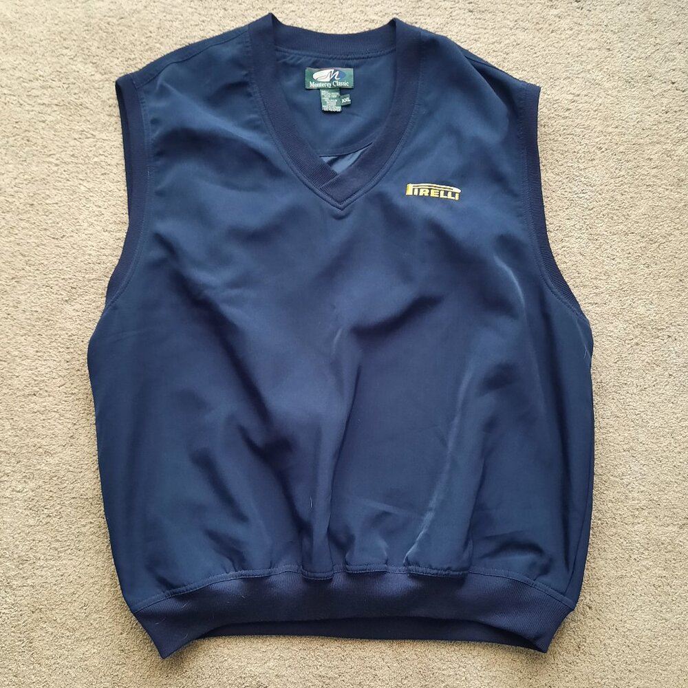 Pirelli Tires Navy Blue Golf Vest Men's Size 2XL Monterey Classic V-Neck XXL